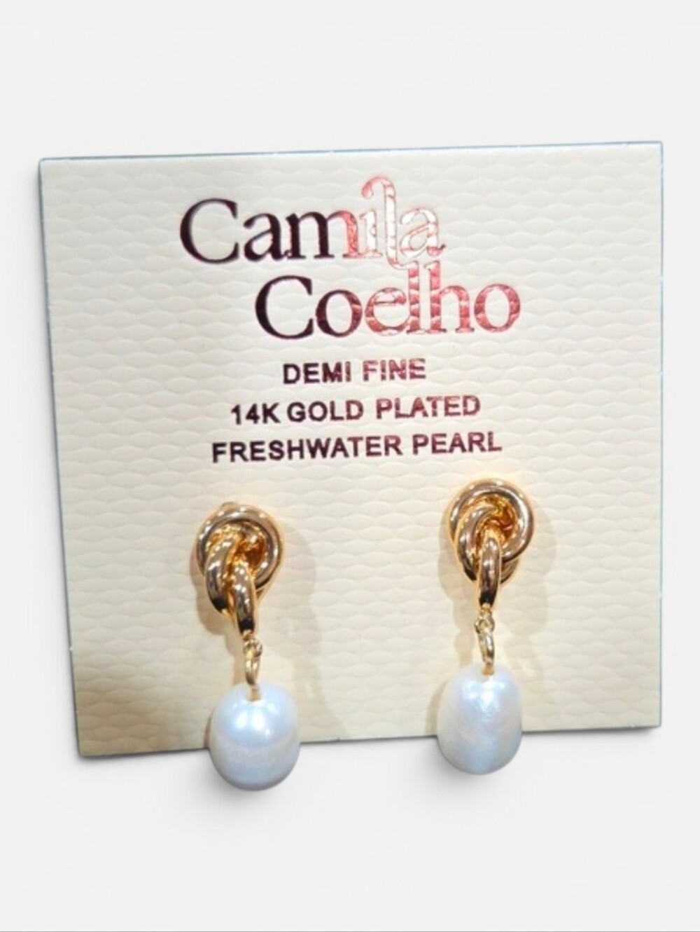 🤍▪️Camila Coelho▪️demi Fine  14K GOLD PLATED Freshwater Pearl Earrings